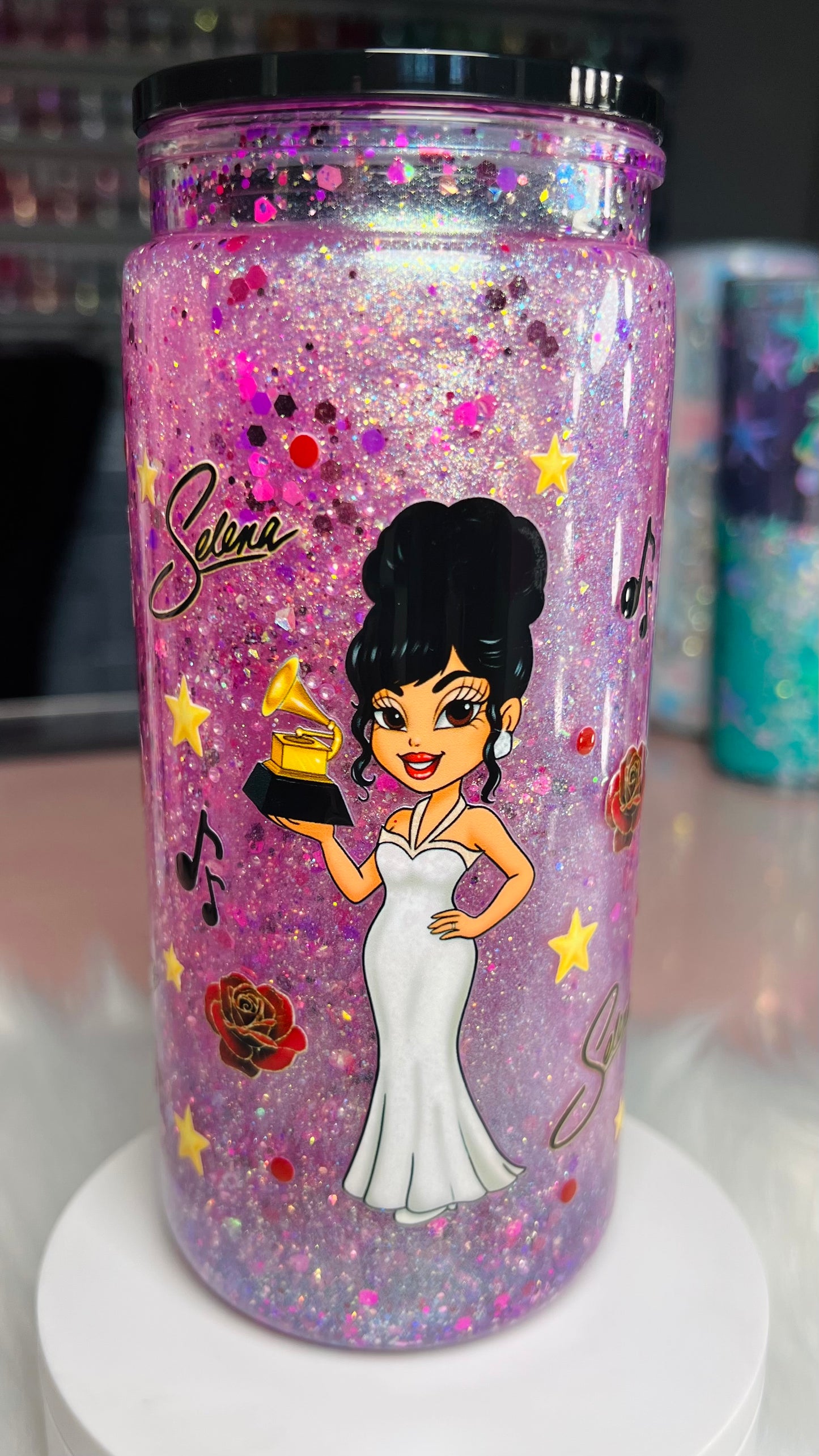 20 oz Acrylic Snow Globe Tumbler-Selena
