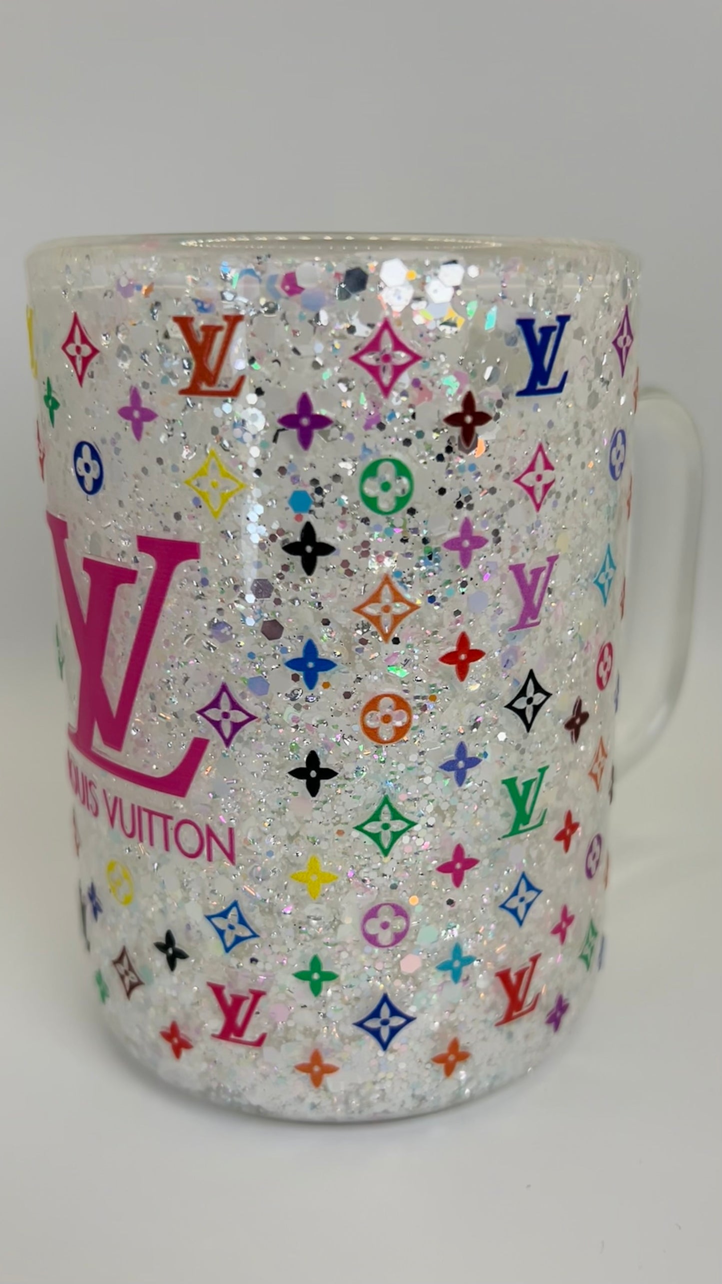 16oz Glass Snow Globe Mug— Unbothered LV