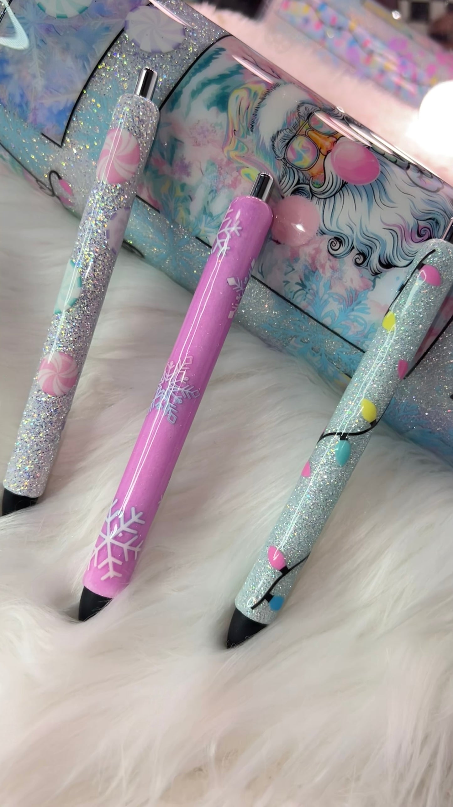 30oz Skinny Plump Tumbler -- Pastel Santa Dreams