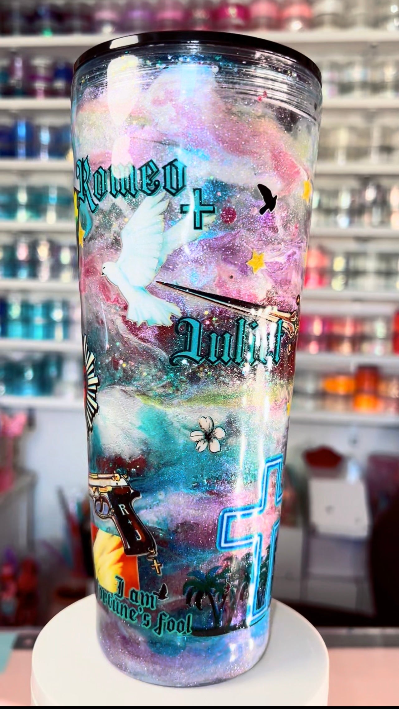 24oz Acrylic Snow Globe Tumbler—(Ink Drop)Romeo & Juliet