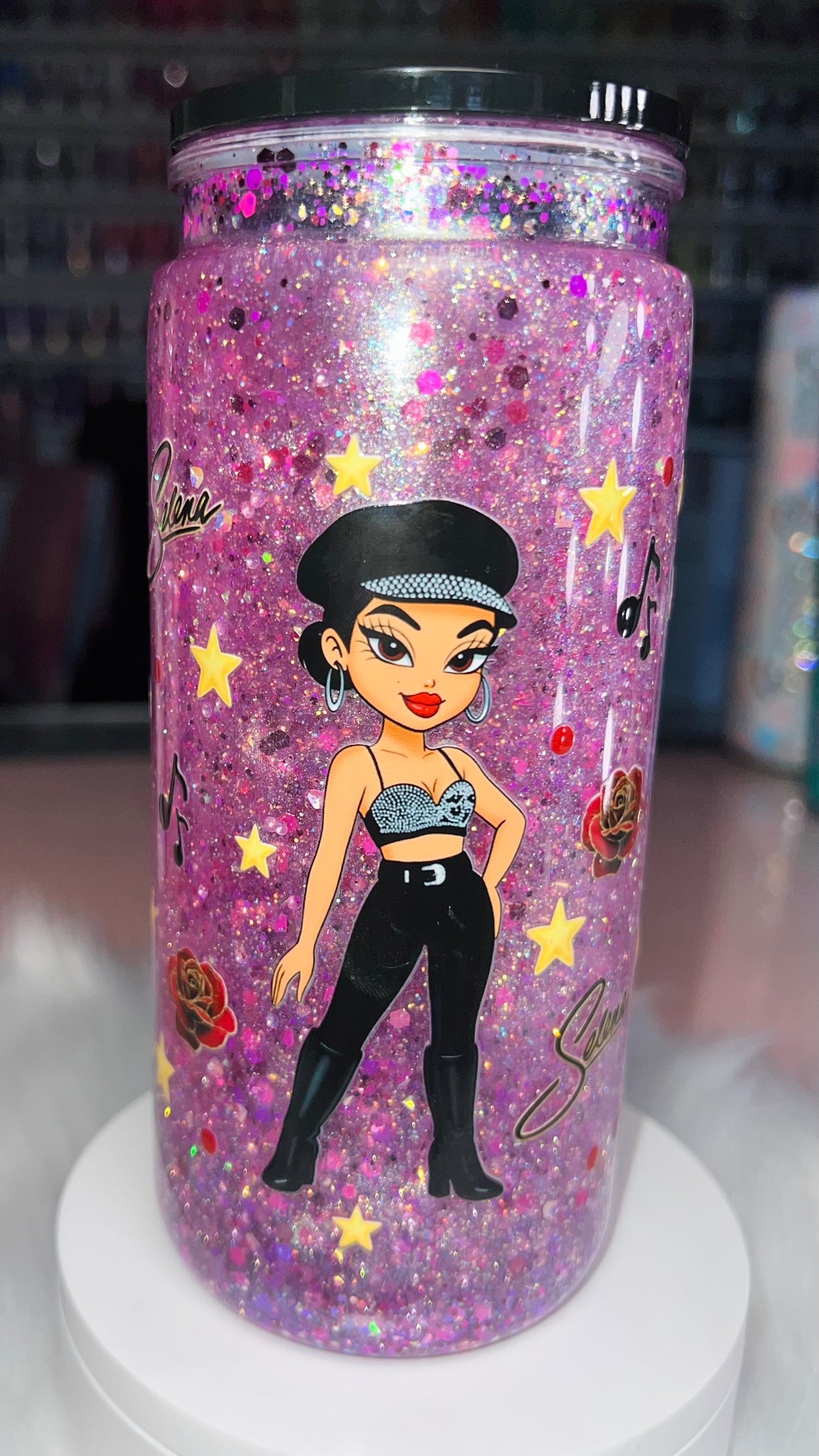 20 oz Acrylic Snow Globe Tumbler-Selena