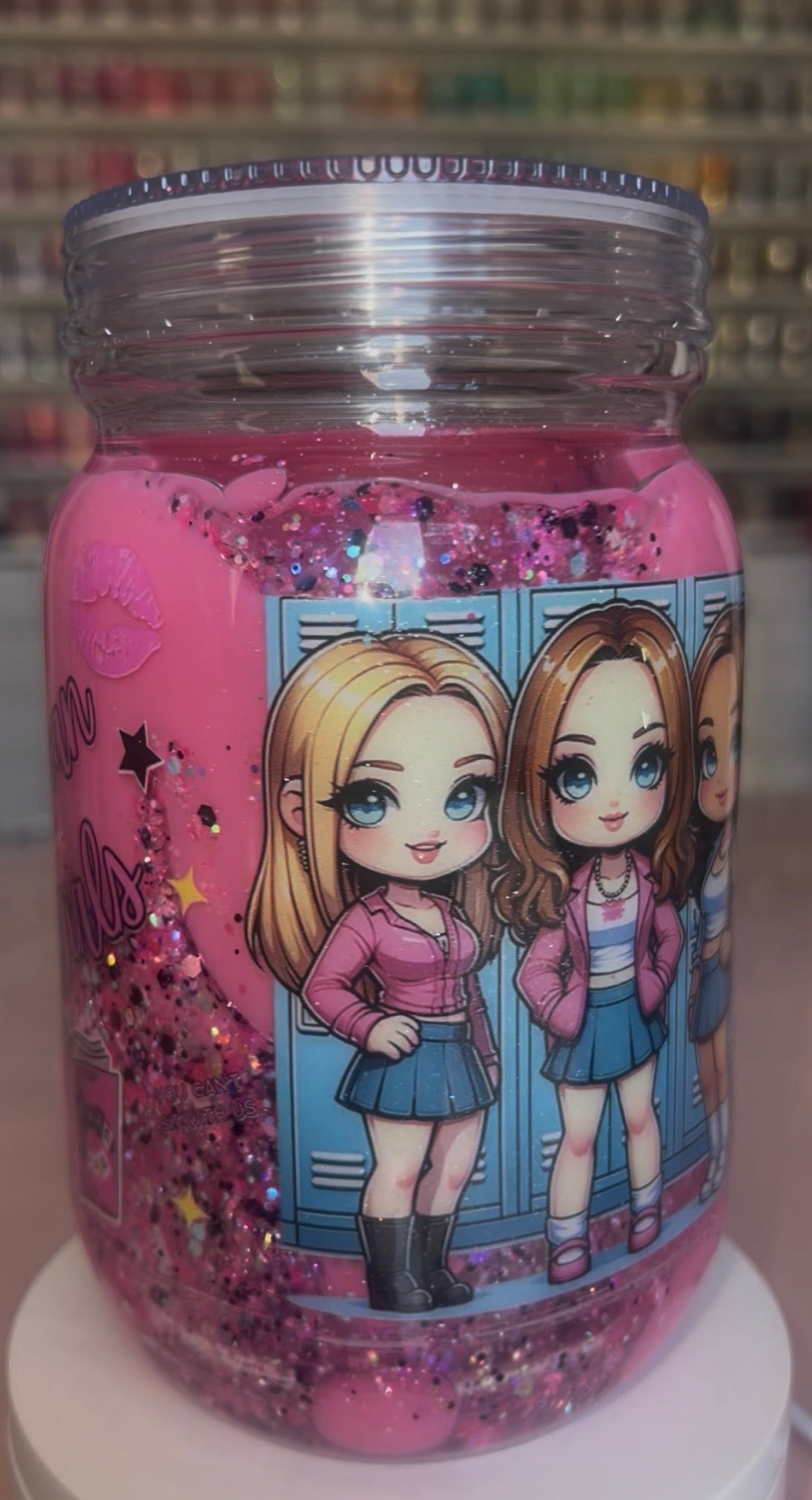 20oz Acrylic Mason Jar Snow Globe- Double-EPOXY sealed-Mean Girls