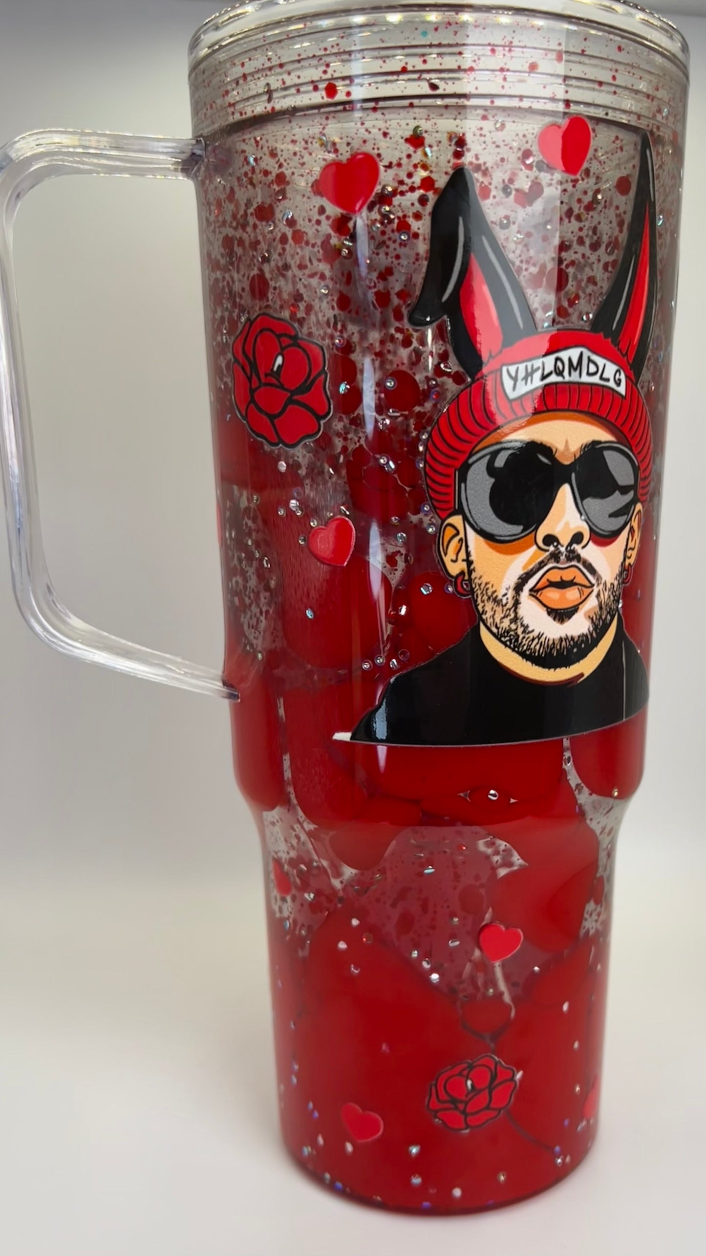 40oz Acrylic Snowglobe w/ Handle-- Bad Bunny Lava Love