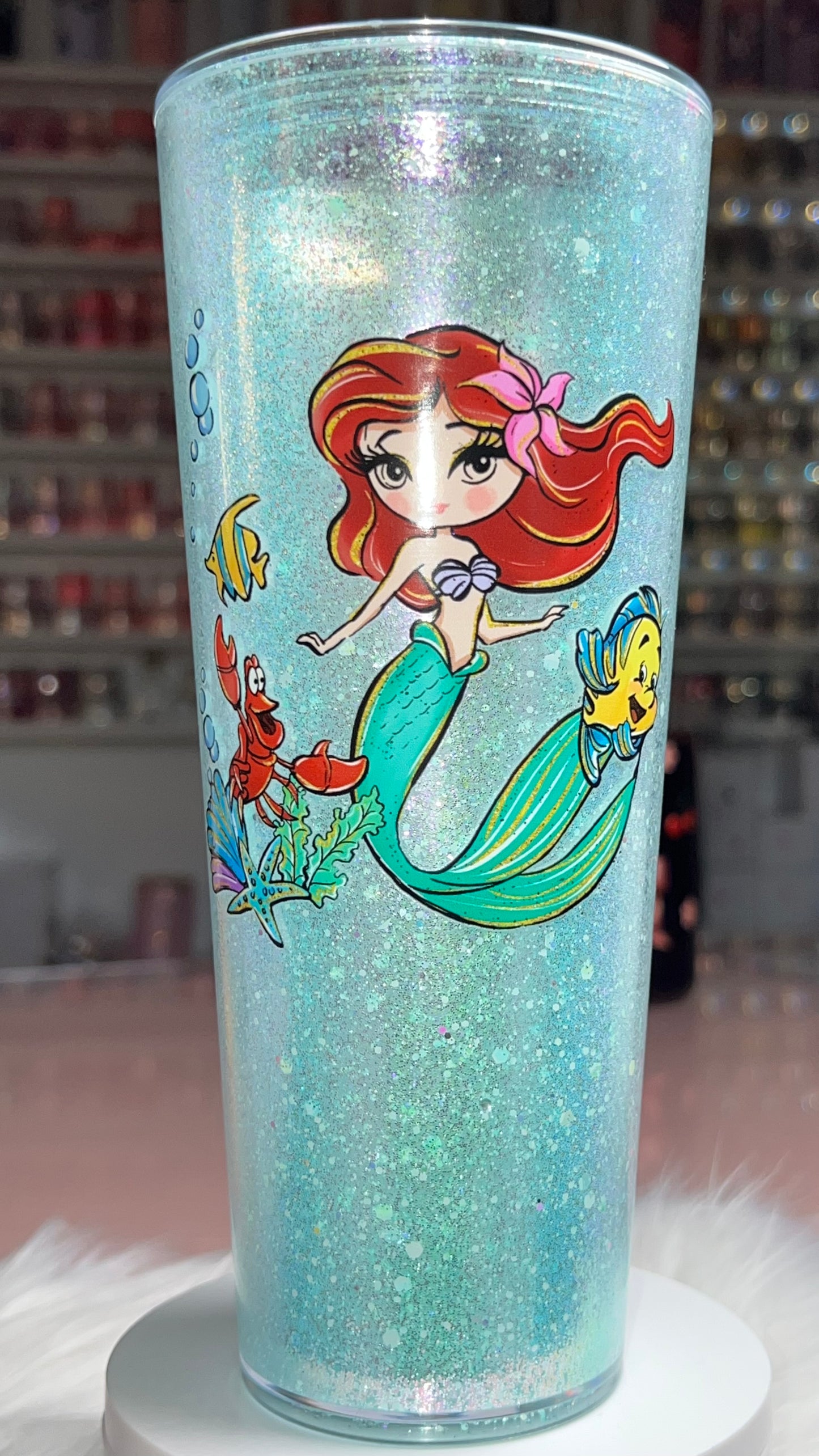 24oz Acrylic Snow Globe Funnel Tumbler -- Under the Sea (poly-acrylic/dry cup)