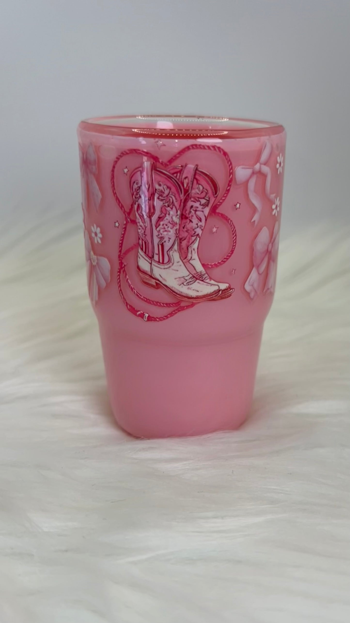 3oz Glass Snow Globe -- Pink Cowgirl Boots