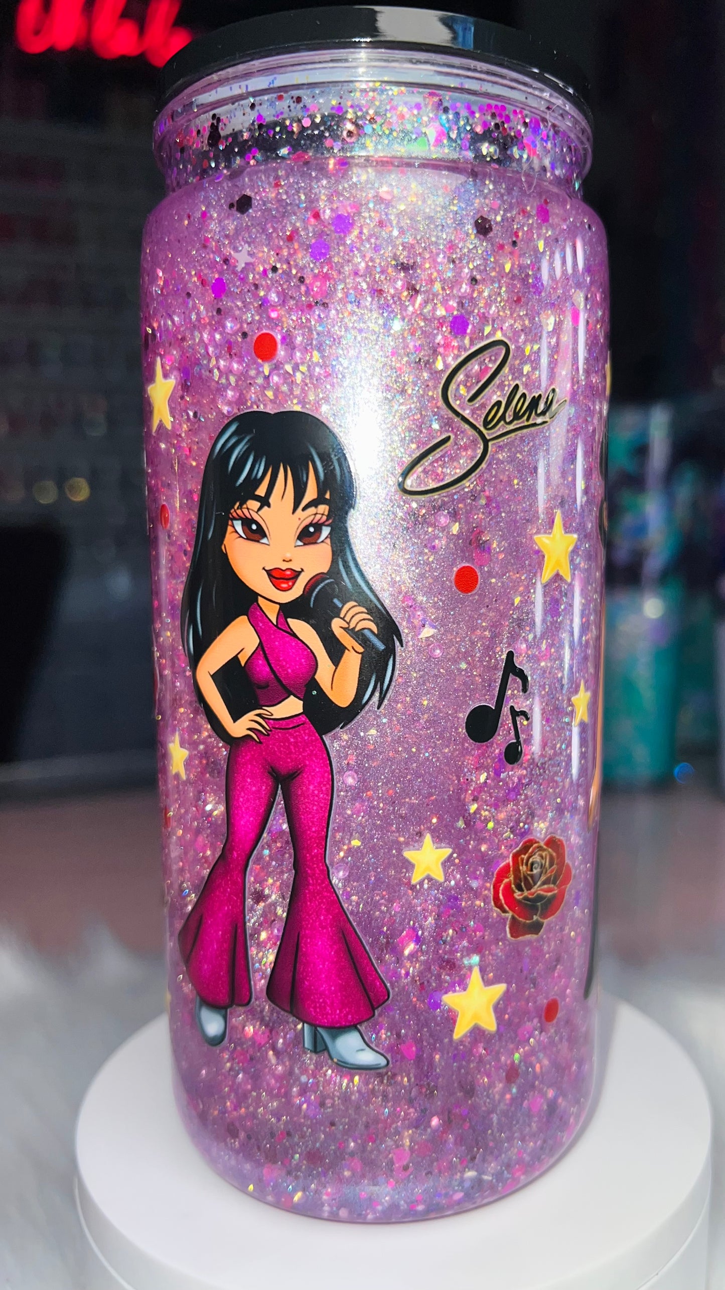 20 oz Acrylic Snow Globe Tumbler-Selena