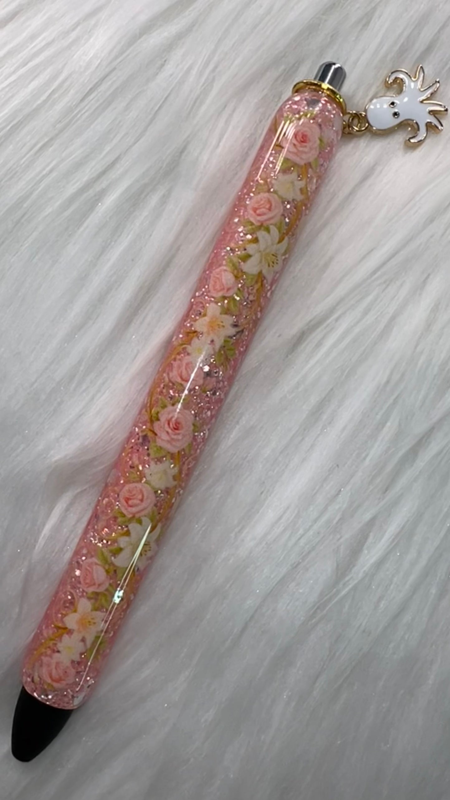 Coral Rose Waltz Pen (w/Charm)