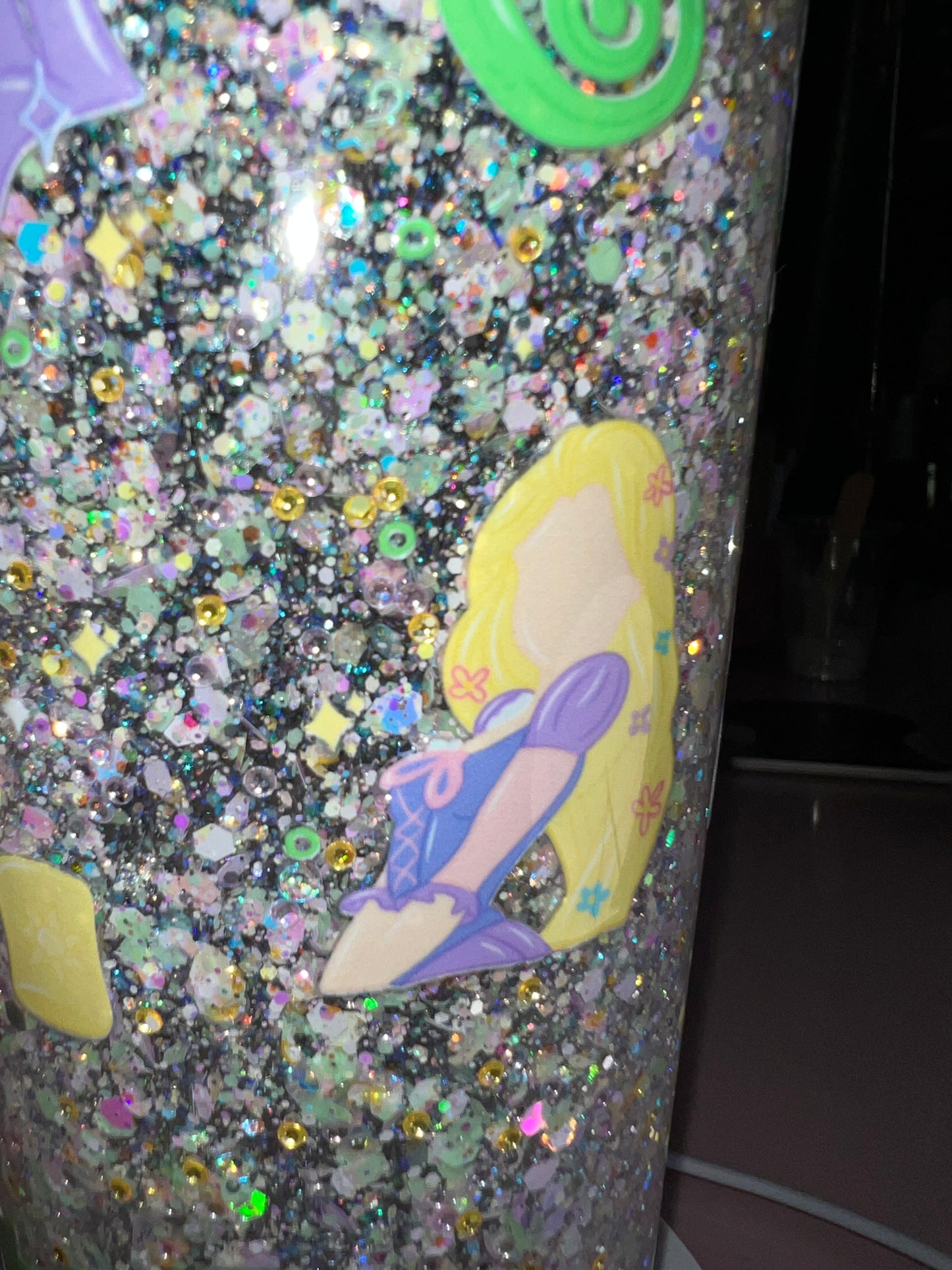 24 oz Acrylic Double-Wall Snow Globe Tumbler--Rapunzel (Waterfall)
