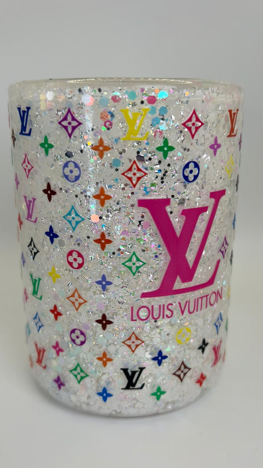 16oz Glass Snow Globe Mug— Unbothered LV