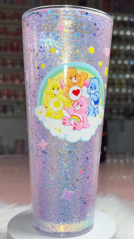 24 oz Acrylic Double-Wall Snow Globe Tumbler - Care Bear (poly-acrylic/dry cup)