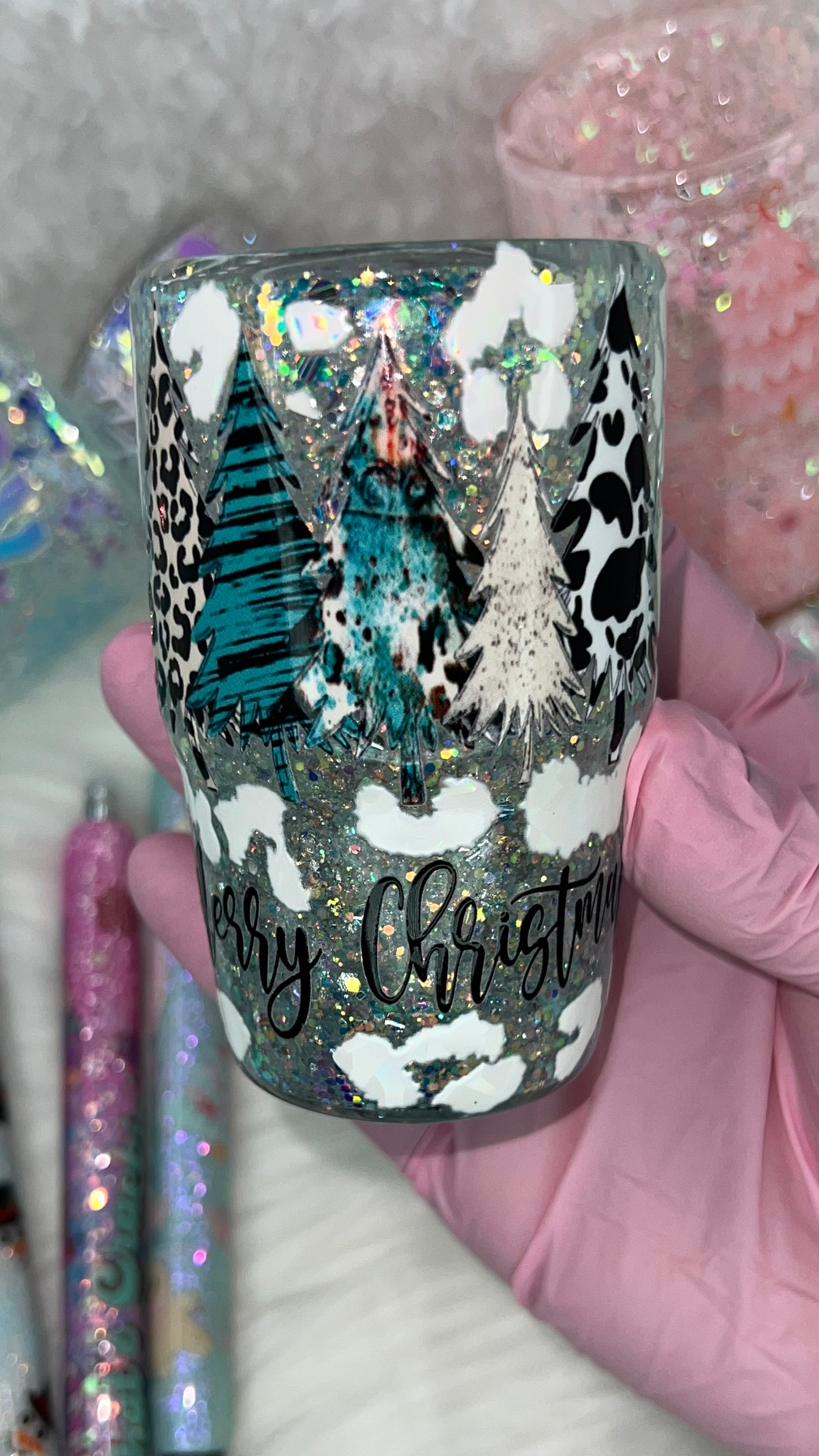 3oz Glass Snow Globe -- Boujee Winter Forest