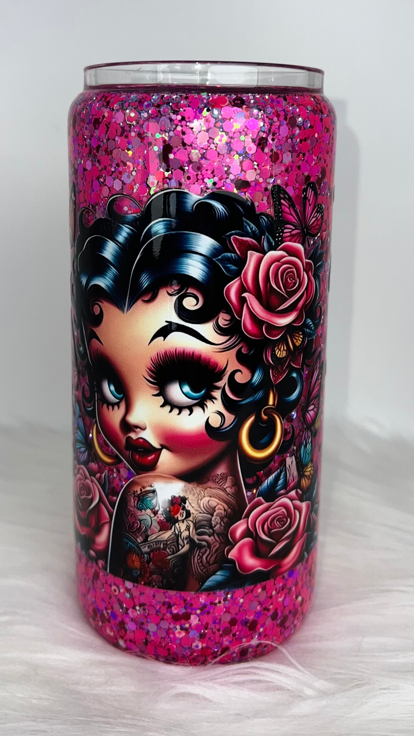 20oz Glass Snow Globe Tumbler -- 
Inked Betty