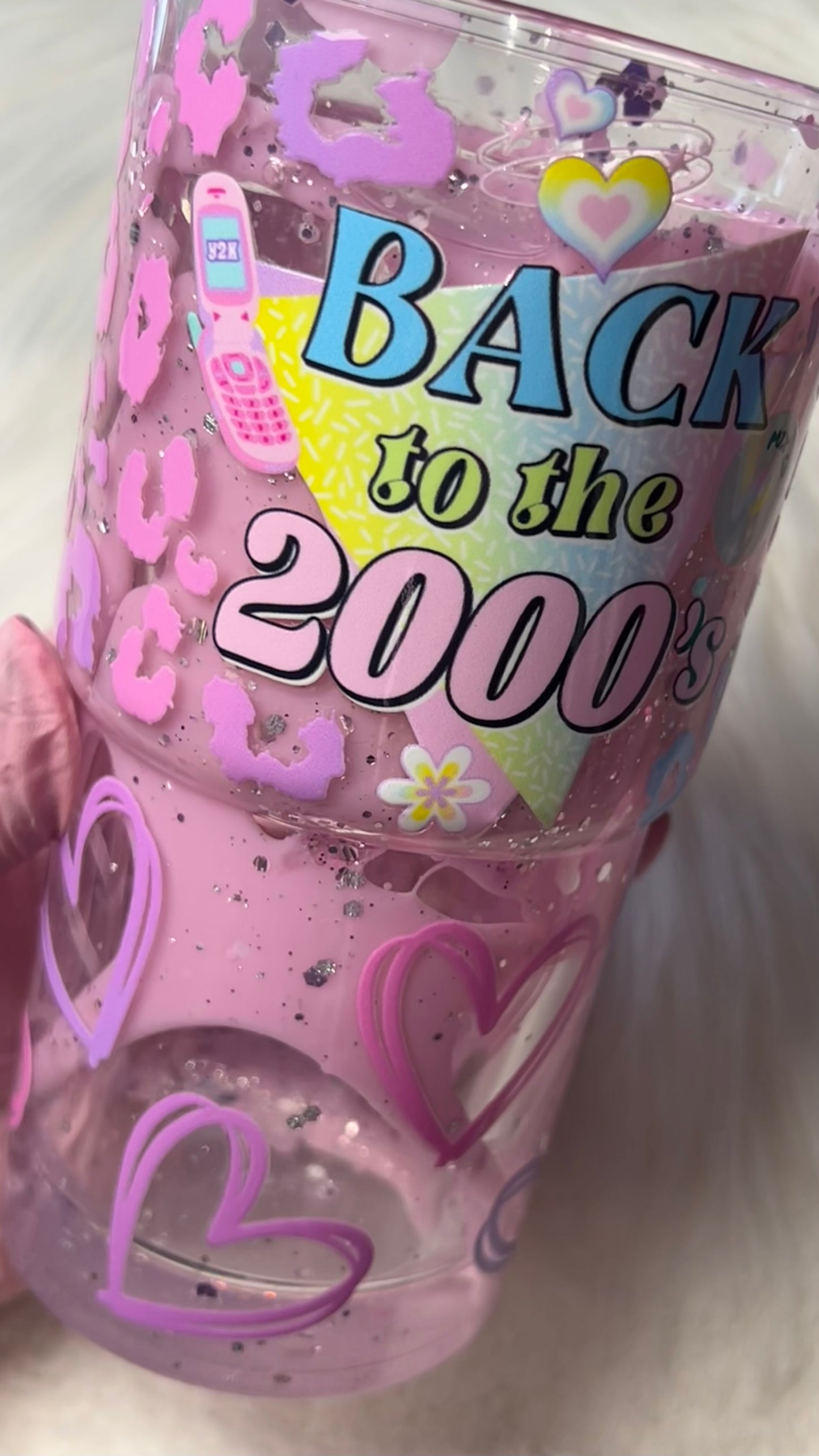 18oz Acrylic Snow Globe Tumbler -- To the 2000's (pre-made)