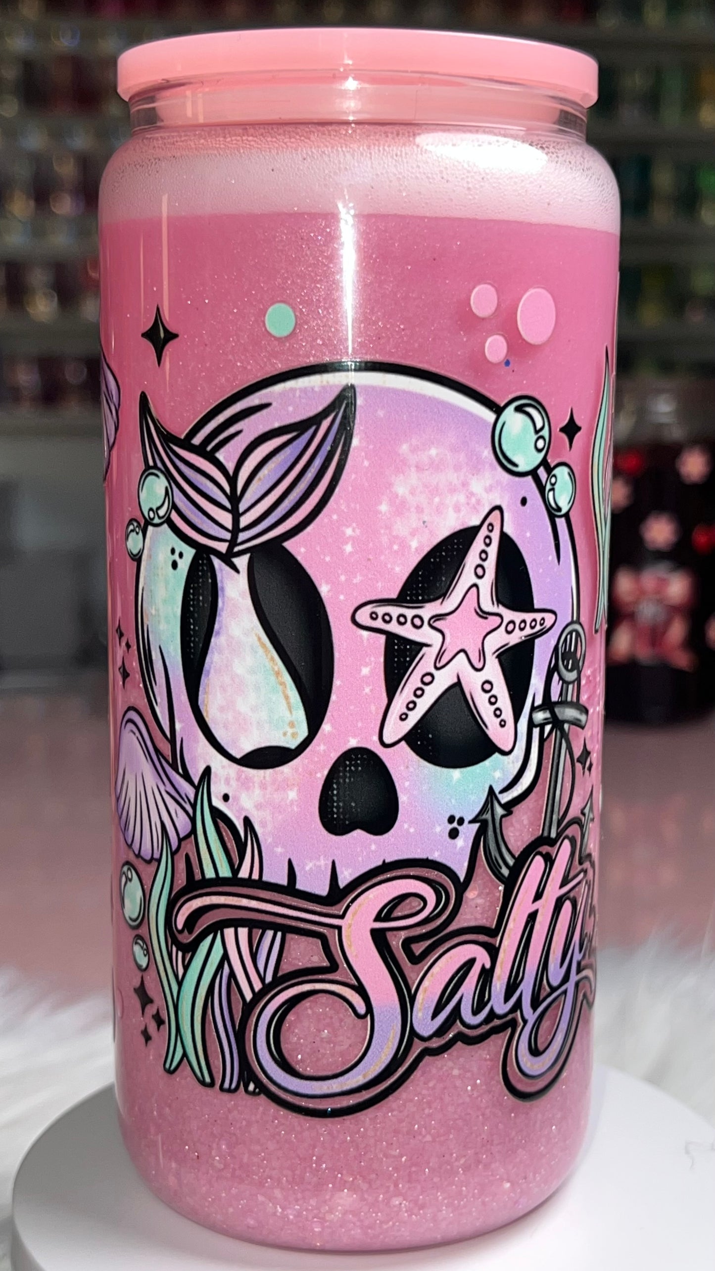 20oz Glass Snow Globe Tumbler -- Salty but Sweet (pre-made)