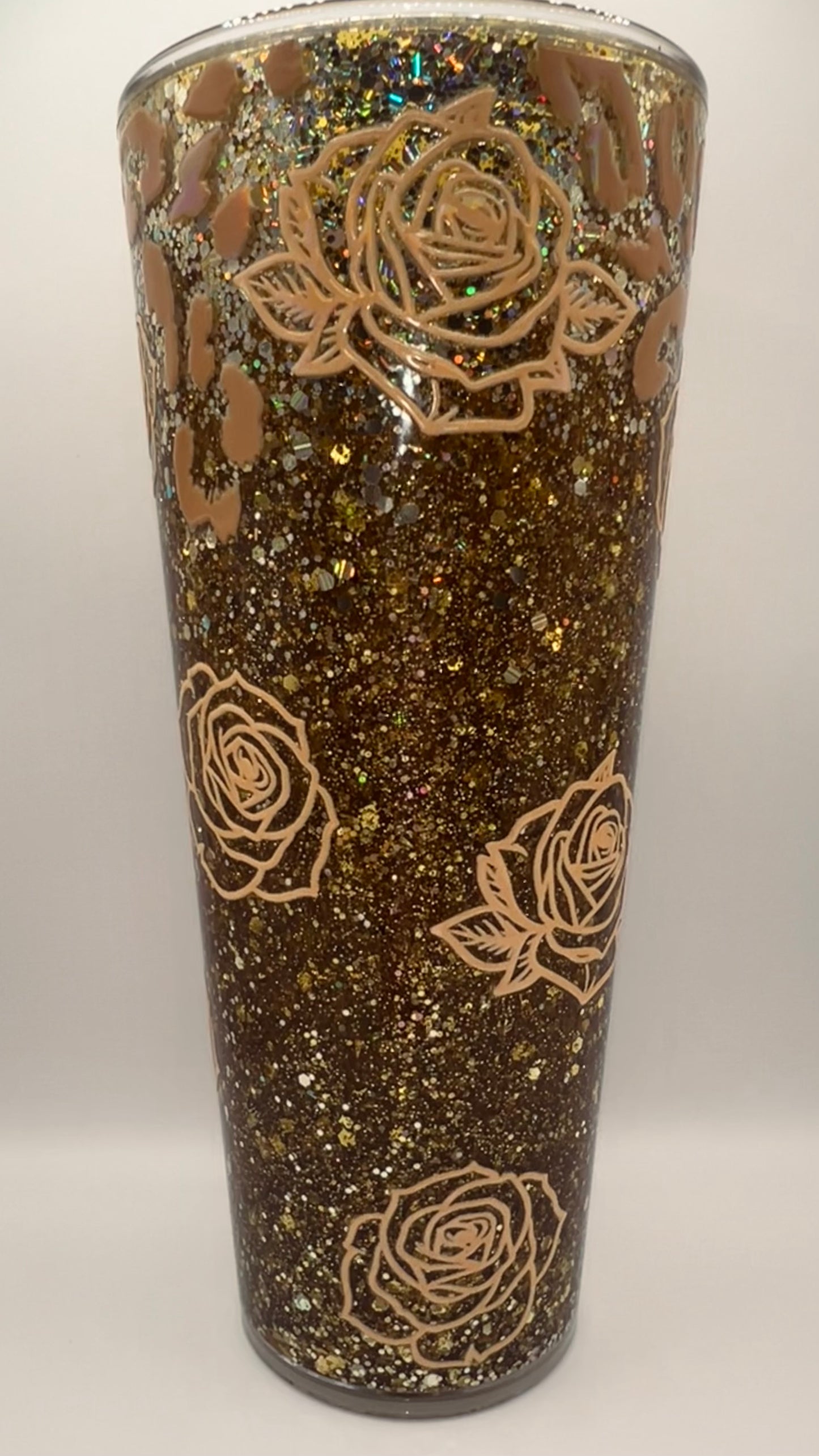 24 oz Acrylic Double-Wall Snow Globe Tumbler — Desert Rose