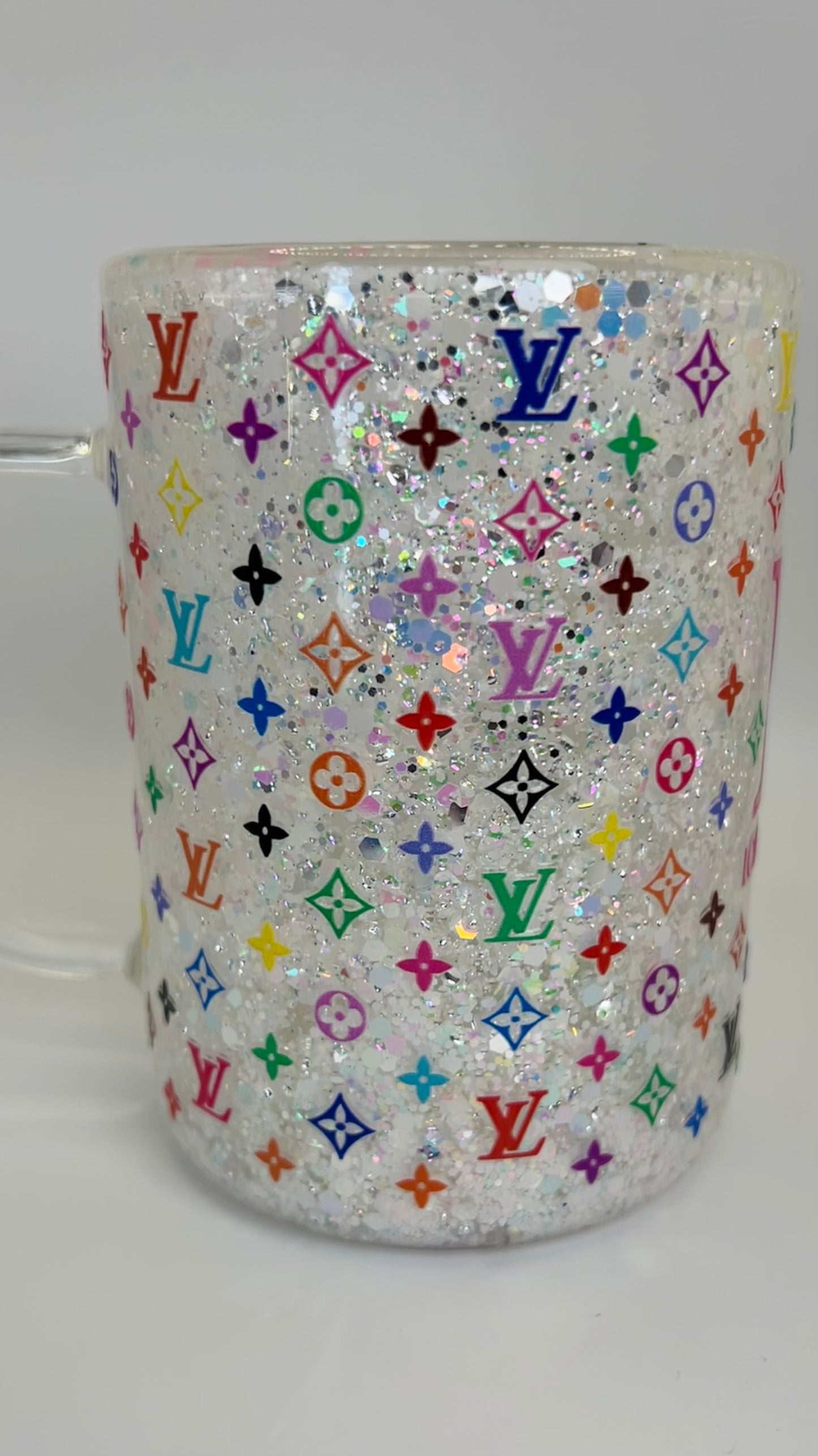 16oz Glass Snow Globe Mug— Unbothered LV