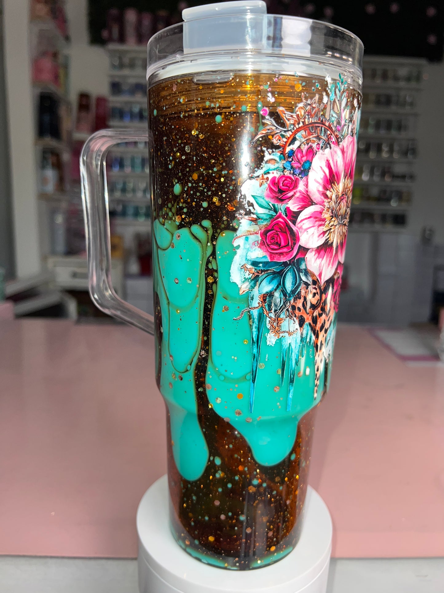 40oz Acrylic Snowglobe w/ Handle-- Wild Bloom