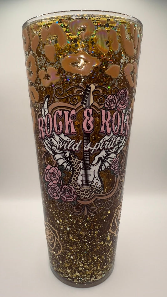 24 oz Acrylic Double-Wall Snow Globe Tumbler — Desert Rose