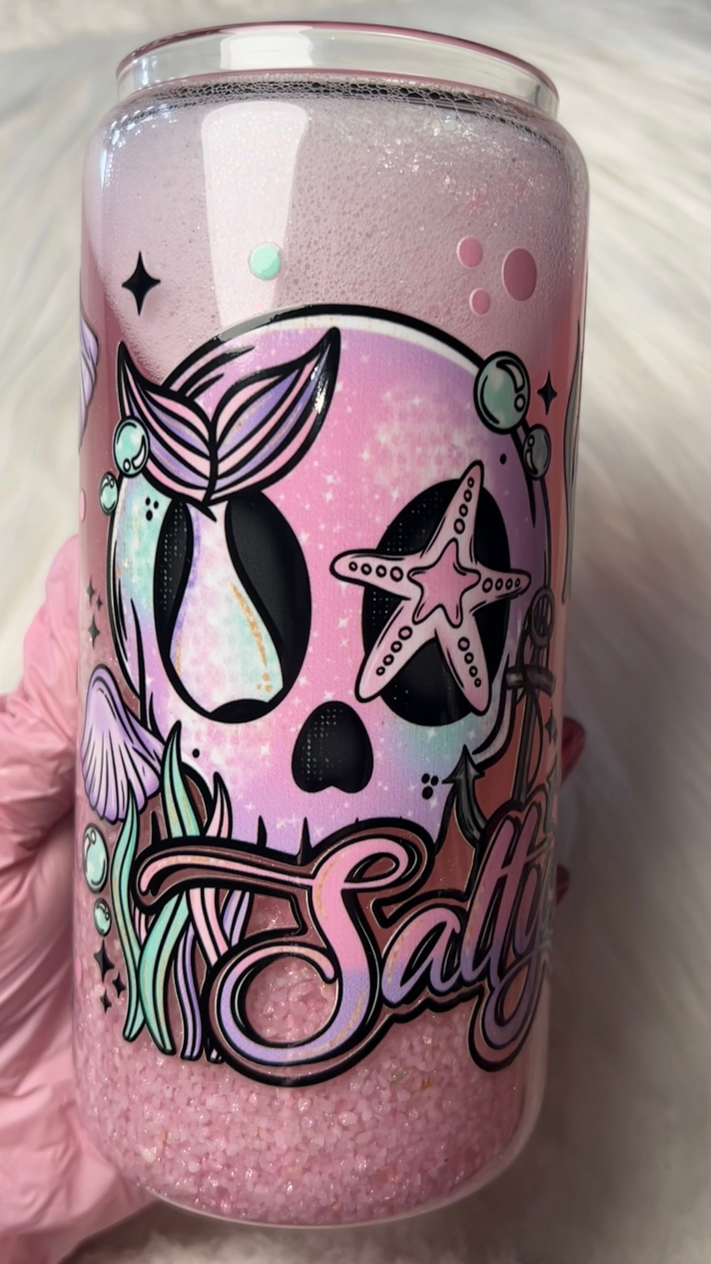 20oz Glass Snow Globe Tumbler -- Salty but Sweet (pre-made)