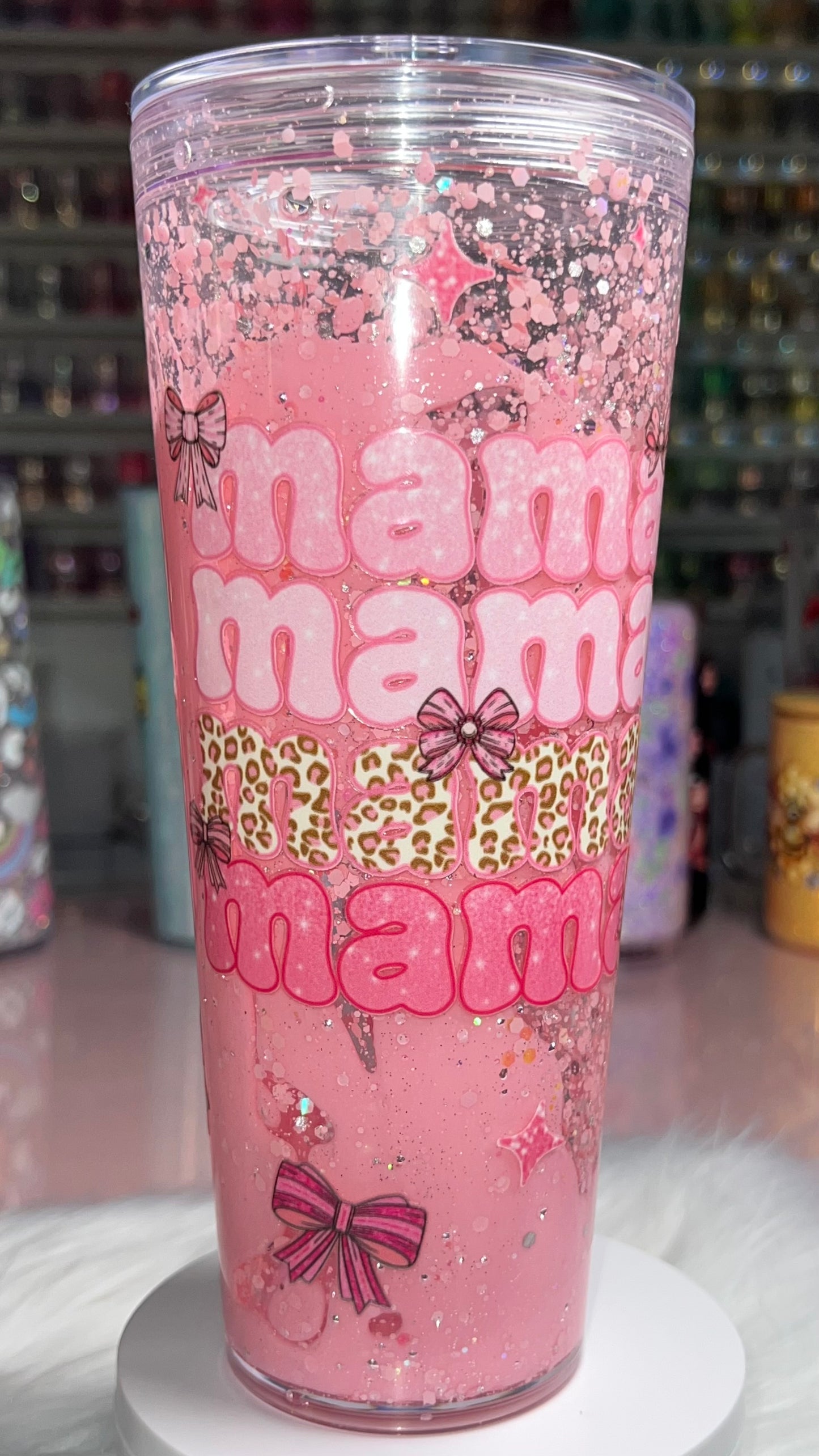 24 oz Acrylic Double-Wall Snow Globe Tumbler — Blush MAMA (lava)