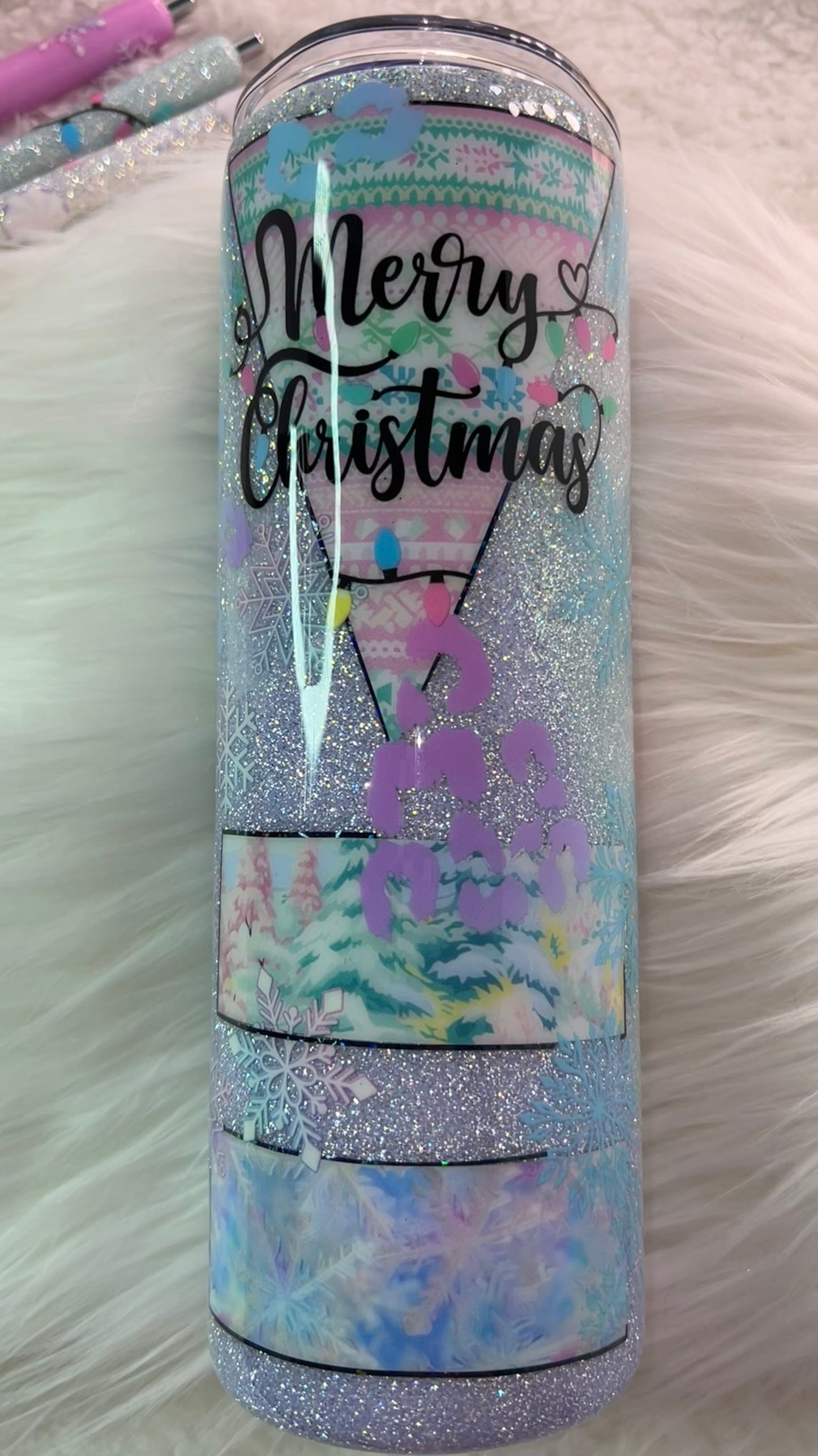 30oz Skinny Plump Tumbler -- Pastel Santa Dreams