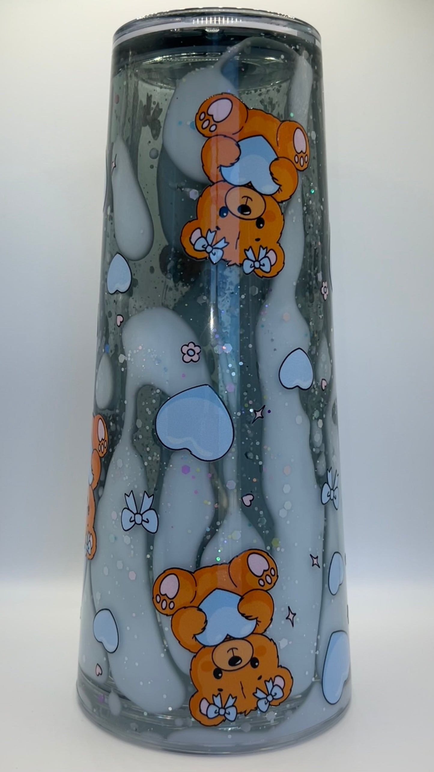 24 oz Acrylic Double-Wall Snow Globe Tumbler — Dreamy Teddy