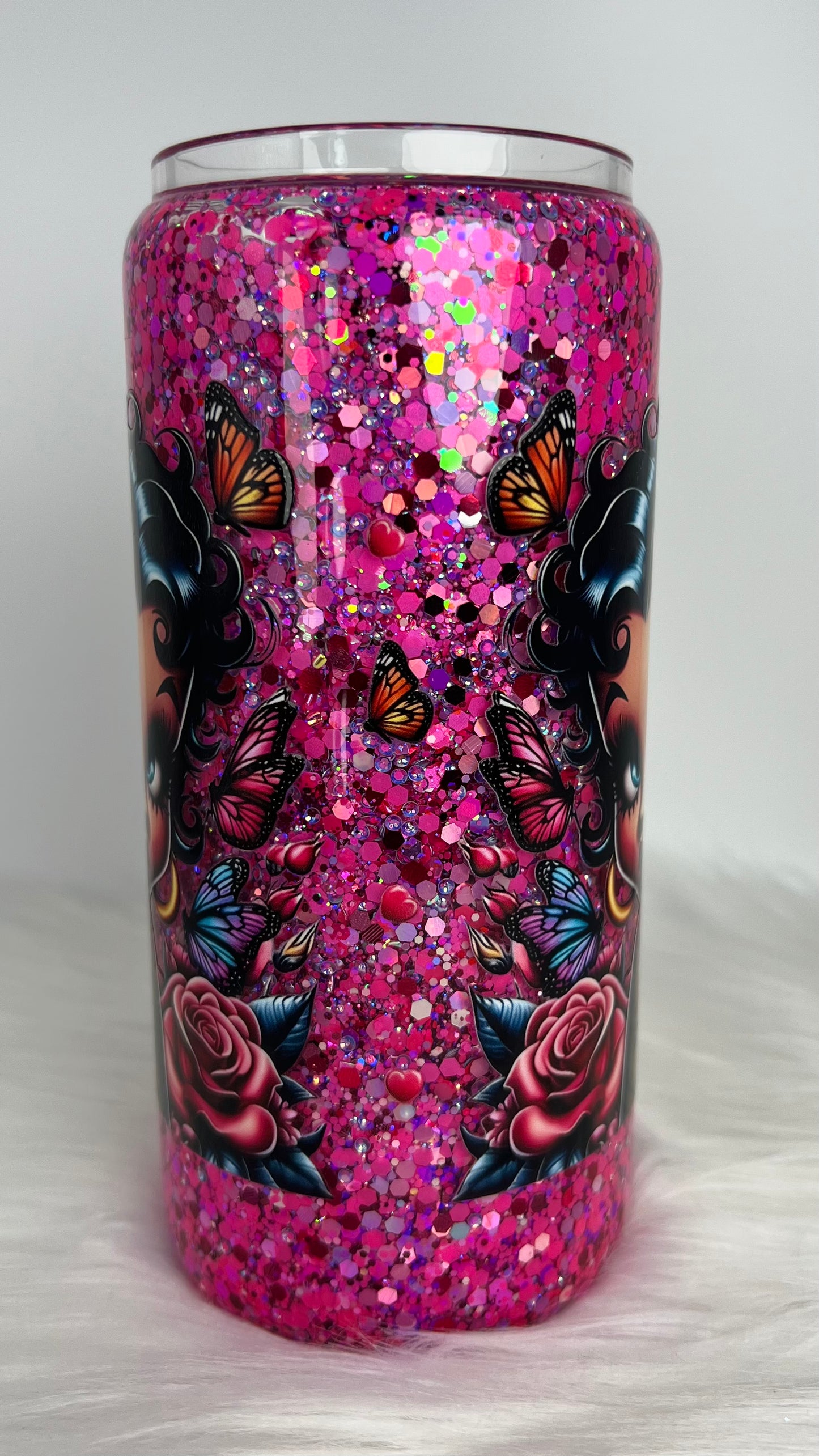 20oz Glass Snow Globe Tumbler -- 
Inked Betty