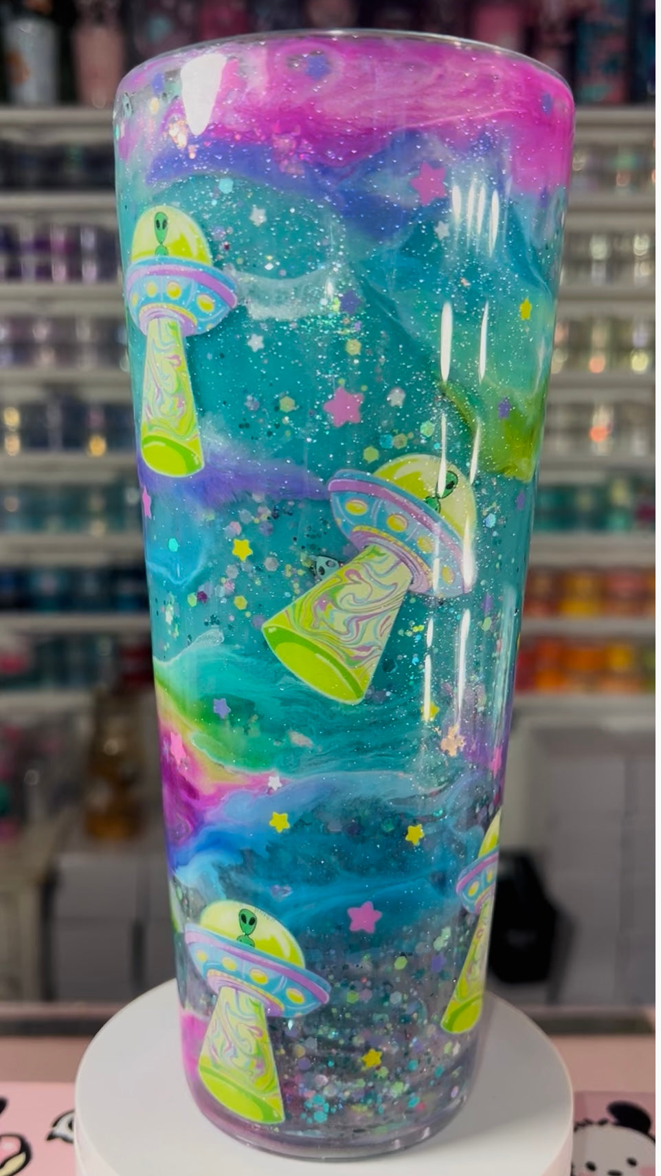 24oz Acrylic Snow Globe Tumbler—Alien