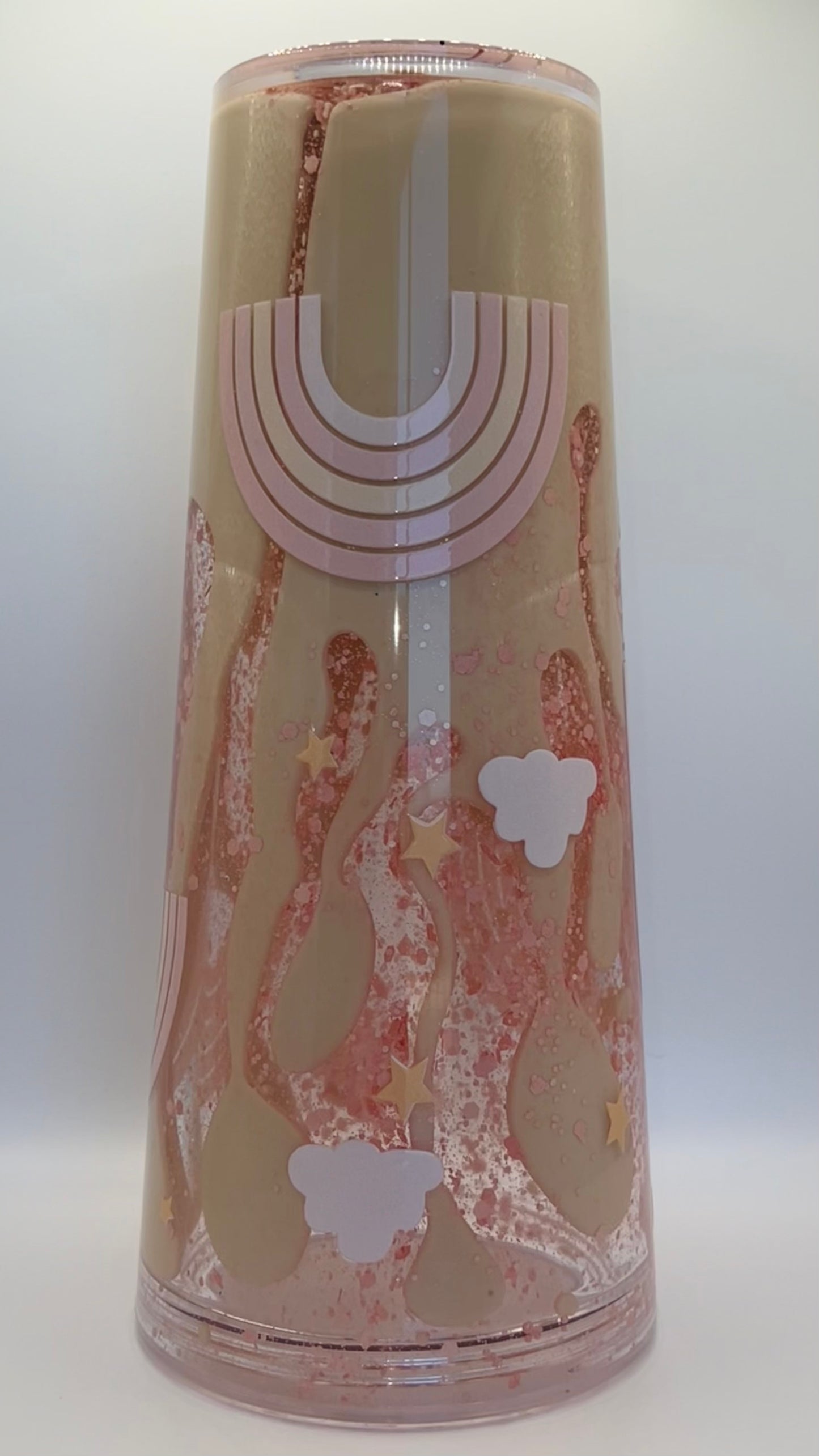 24 oz Acrylic Double-Wall Snow Globe Tumbler — Blush Rainbow