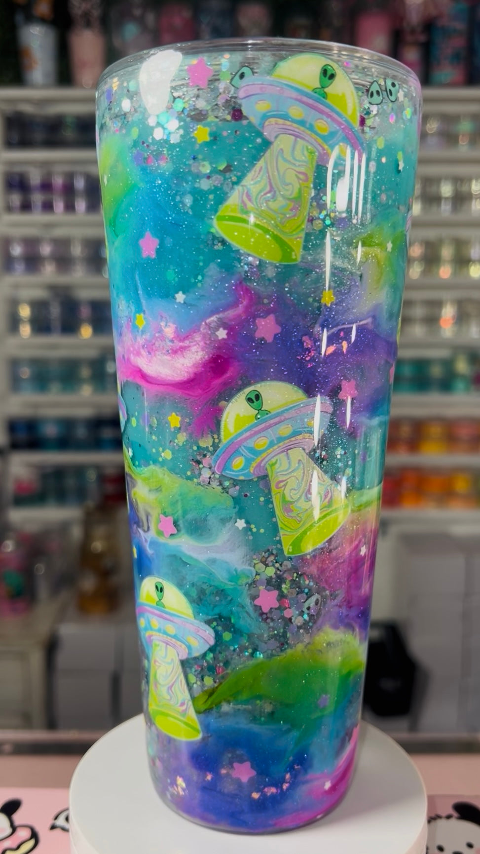 24oz Acrylic Snow Globe Tumbler—Alien