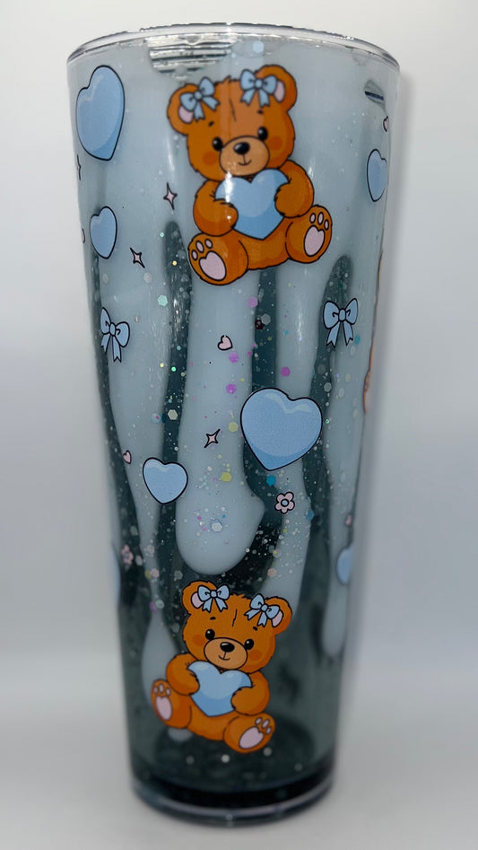 24 oz Acrylic Double-Wall Snow Globe Tumbler — Dreamy Teddy