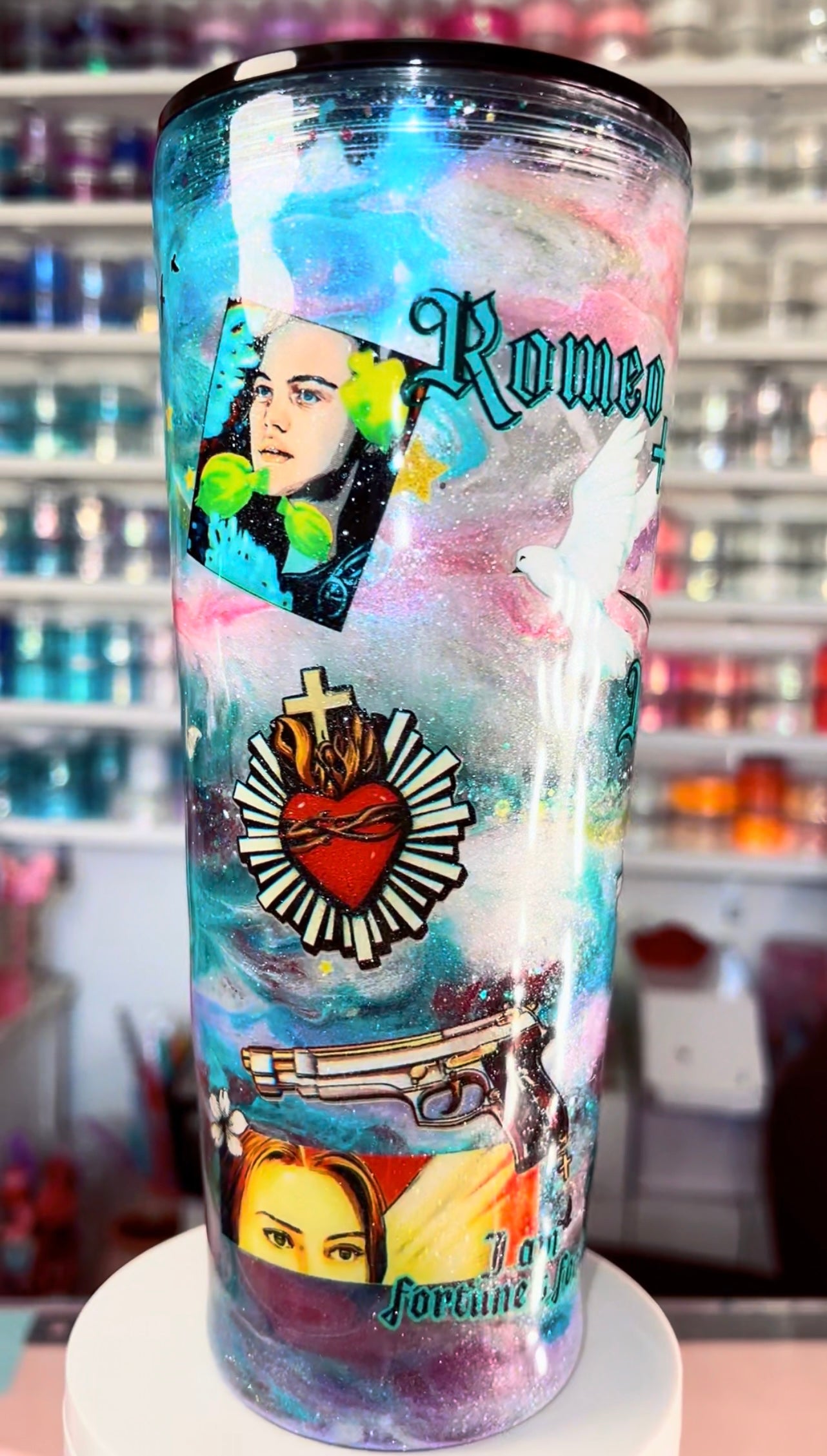 24oz Acrylic Snow Globe Tumbler—(Ink Drop)Romeo & Juliet