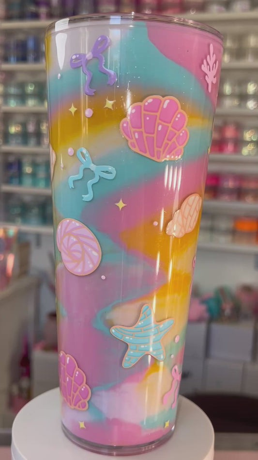 24oz Acrylic Snow Globe—(PAINT) Beachy Conchas